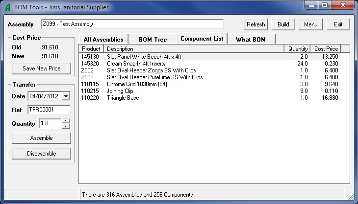 BOM Tools - Component List Tab