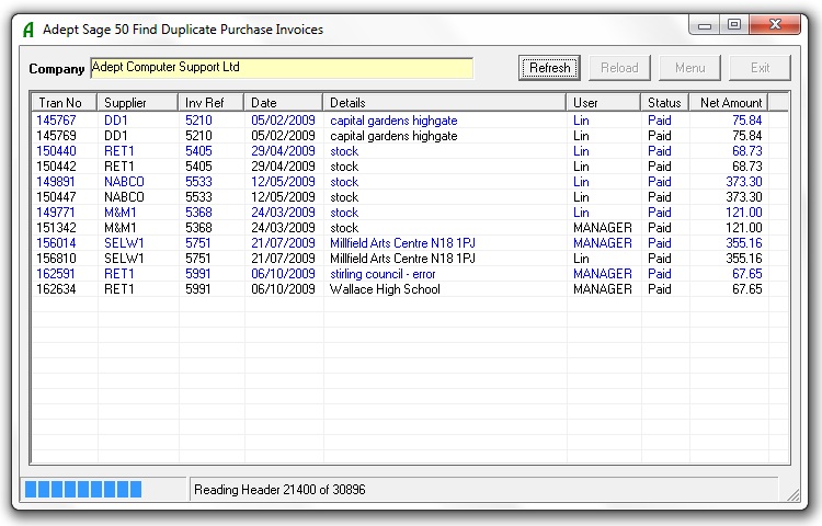 Find Duplicate Purchase Invoices