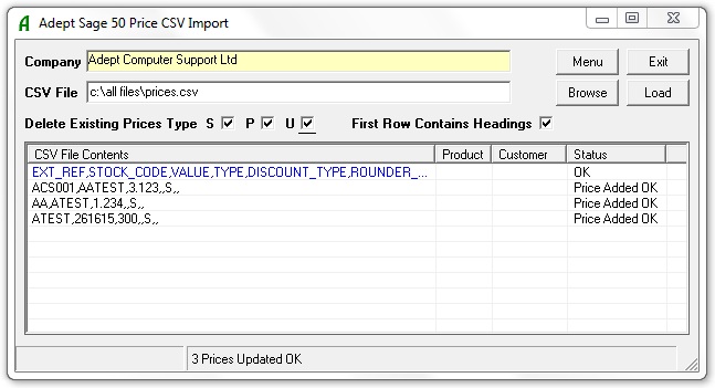 Price CSV Import